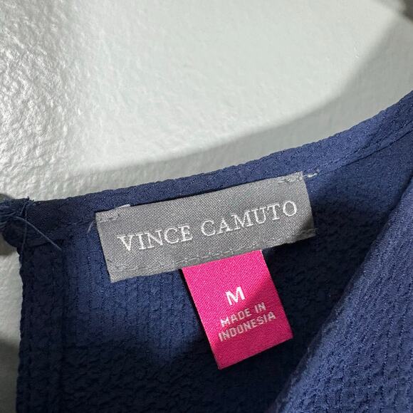 Vince Camuto Women's Navy Blue Minimalist Boho Blouse - Size Medium - Peasant - Picture 5 of 7